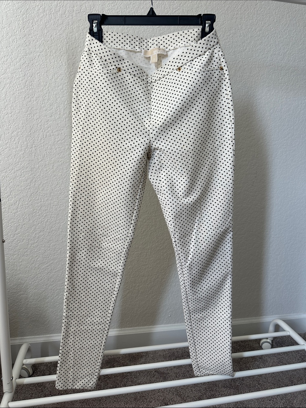 Michael Kors White with Black Polka Dot Skinny Pants